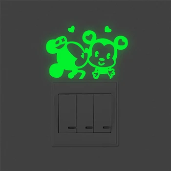 Karikatūra mickey minnie mouse gaismas slēdzi, uzlīmes, guļamistabā, mājas dekoru, kas spīd tumsā sienas uzlīmēm, luminiscences vinila sienas māksla