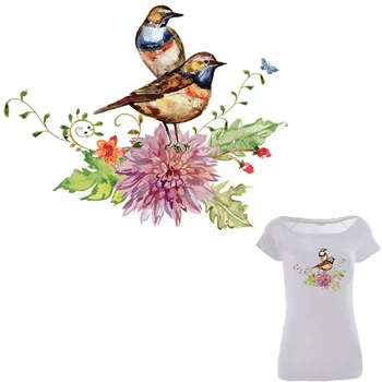 Karikatūra Putnu Uzlīmes, Ziedu, Putnu Dzelzs-Par Nodošanu Siltuma Jaunu Apģērbu Piederumu Mazgājams Diy T-Krekls, Džinsi Plāksteris