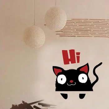 Karikatūra pārsteigts kaķis Slēdzi, Sienas Uzlīmes, uzlīmes mājas dekori bērnu istabā, noņemamas vinila mākslas dzīves telpā, dekoratīvās gudrs uzlīmes