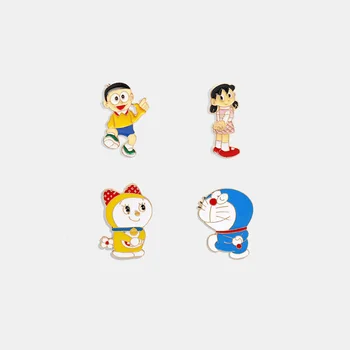 Karikatūra robots kaķi Doraemon metāla emaljas pin apkakles fun karikatūra dzīvnieku žetons atloks broša krekls rotaslietas dāvanu
