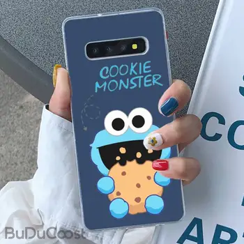 Karikatūra Sezama Cookie Monster Elmo Shell Telefonu Gadījumā Samsung S5 6 7 8 9 10 S8 S9 S10 plus S10E lite S10-5G S20 UITRA plus