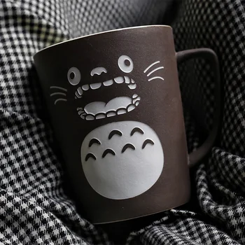 Karikatūra Totoro Piena Kafijas Krūzes Ar Vāku un Karoti Ūdens Tasi Tējas Krūzes Virtuves Dzeramā Kausa Dāvanu