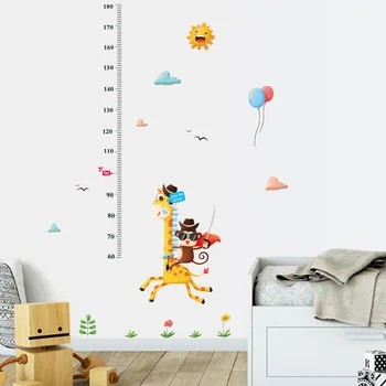Karikatūra Žirafe, Pērtiķis Sienas Uzlīmes Bērnu Izaugsmi Augstuma Mērījumu Bērnu Telpu Dekorēšana PVC Uzlīmes, Mājas Dekoru