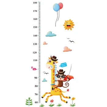 Karikatūra Žirafe, Pērtiķis Sienas Uzlīmes Bērnu Izaugsmi Augstuma Mērījumu Bērnu Telpu Dekorēšana PVC Uzlīmes, Mājas Dekoru
