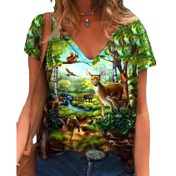 Karikatūras Dzīvniekiem Smieklīgi Sieviešu T Krekls Ir 2021. Vasaras Modes Gadījuma Džemperi, Topi Bāzes V-veida Kakla Īsām Piedurknēm Tees Drukāt Meitenes, T krekls