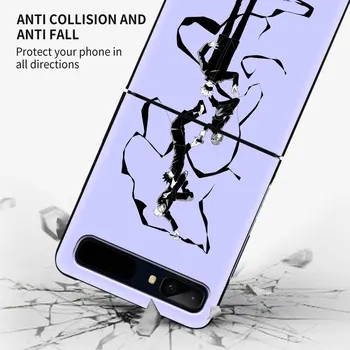 Karstā Anime Jujutsu Kaisen Grūti PC Melnais Tālrunis Case for Samsung Galaxy Z Flip 5G Coque Sadalīt Locīšanas Plistic Segtu Modes Shell
