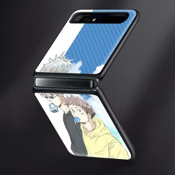Karstā Anime Jujutsu Kaisen Grūti PC Melnais Tālrunis Case for Samsung Galaxy Z Flip 5G Coque Sadalīt Locīšanas Plistic Segtu Modes Shell