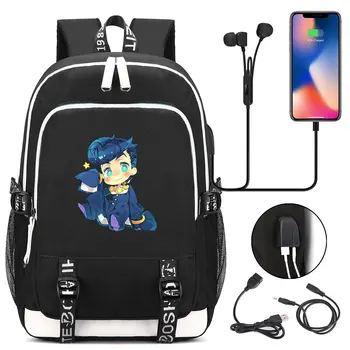 Karstā Anime Schoolbags Mugursoma Vīrieši Sievietes USB Plecu Klēpjdatoru Somas Studentiem Bookbag Coslay JoJo Dīvaino Piedzīvojumu Somas