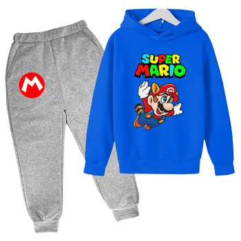 Karstā Augstākās Kvalitātes Mario Hoodies Zēns GirlsAutumn Ziemas Drēbes Bērniem, Komplekti Uzvalks Modes 3D Drukas Gadījuma Kostīms, Tops