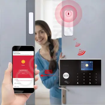 Karstā Pārdošanas Durvju Logu Sensors 433MHz Signalizācijas Sistēma, Bezvadu Mājas Signalizācija Android un iOS APP Tālvadības Paziņojumu Brīdinājumi