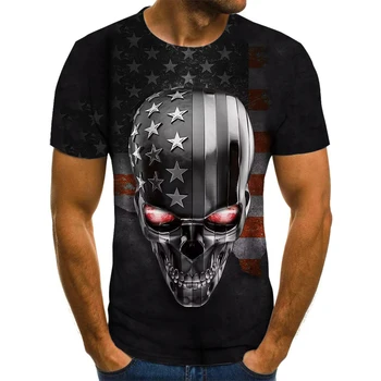 Karstā pārdošanas punk anotācija plus lieluma vīriešu T-krekls 3D galvaskausa print T-krekls O-veida kakla modes top street hip-hop apģērbs ir 2021. avant-garde