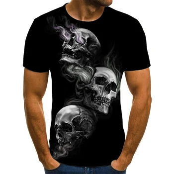 Karstā pārdošanas punk anotācija plus lieluma vīriešu T-krekls 3D galvaskausa print T-krekls O-veida kakla modes top street hip-hop apģērbs ir 2021. avant-garde