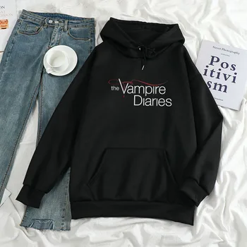 Karstā vēstuli Vampire Diaries Karikatūra izdrukāt pāris hip hop Harajuku pelēkā vārna Vilnas Krekls atpūtas pelēkā vārna Ikdienas Džemperis Unisex