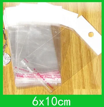 Karājas caurumu poli iepakojuma maisiņi (6x10cm) ar pašlīmējošās zīmogs opp maisiņu vairumtirdzniecības 1000pcs/daudz