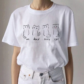 Kawaii Kaķis Smieklīgi Karikatūra T Krekls Sievietēm Harajuku Ullzang Gadījuma T-krekls Gudrs 90s Iespiesti Tshirt Modes Estētisko Top Lakrosa Sieviešu