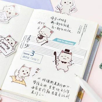 Kaķis Mini Multfilmu Papīra Uzlīme Apdare Decal DIY Scrapbooking Albumu Zīmogs Uzlīme Kawaii, Kancelejas un Dāvanu Materiālu Escol TS0560