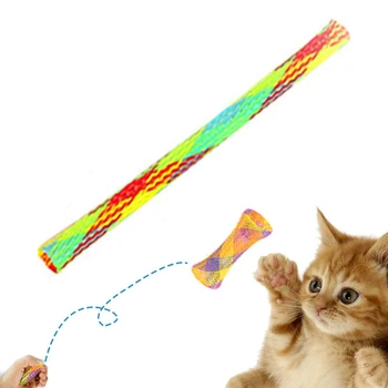 Kaķis Rotaļlietas Interaktīvas Akrobāts Rotaļlieta Ar Pavasara Zvani Funny Kaķis Teaser Rotaļlietas Mākslīga Plastmasas Krāsains Pet Kitty Plaything Piederumi