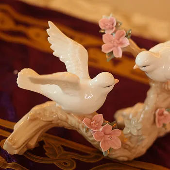 Keramikas Baloži Putnu Figūriņas Balts Balodis Rotājumu Amatniecības Apdare Porcelāna Dzīvnieku Statuetes Mājas Apdare