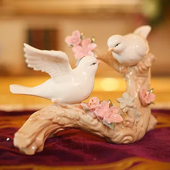 Keramikas Baloži Putnu Figūriņas Balts Balodis Rotājumu Amatniecības Apdare Porcelāna Dzīvnieku Statuetes Mājas Apdare