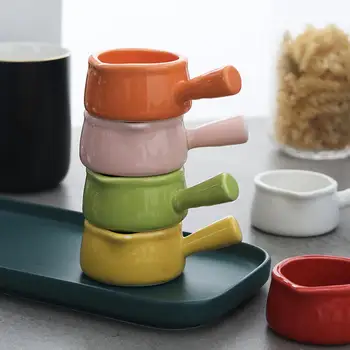 Keramikas Mini Kastrolis Piena Krūze Virtuves Virtuves Virtuves Katlā, Ievārījumu Trauks Piena Kauss Ar Rokturi Cukuram Bļodas