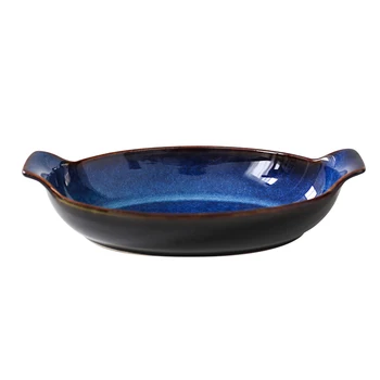 Keramikas Plātnes Radošo Garu Binaural Ēdieni, Japāņu Zilā Laivu Formas Plāksne Zivju Ēdiens, Cepot Siera Deserta Bļodā Trauku