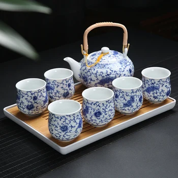 Keramikas Tējas Komplekts Japnese Ziedi Tējkannām, Roku darbs, mūsdienīgs Dizains un Vienkāršs Lielas Krūzes Tējas Paplāti Bardak Seti Tēja Pakalpojumu EI80TS