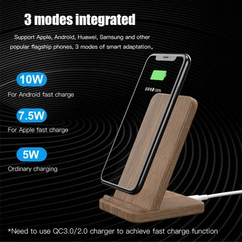 KEYSION 10W Qi Ātru Bezvadu Lādētājs Samsung S20 S10 S9 Koka bezvadu Lādēšanas Statīvs iPhone 12 11 Pro XR XS Max 8 Plus