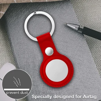 KEYSION Luksusa Ādas Atslēgu Gredzens Gadījumā par Apple Airtag Aizsardzības Keychain Vāks Apple AirTag Bluetooth Atrašanās vietas Noteicējs
