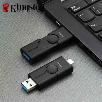 Kingston USB 3.2 Gen 1 32GB 64GB DataTraveler Duo Pendrive Diska Stick USB Tipa A & USB Type-C Pen Drive DTDE USB Zibatmiņas Diskus,