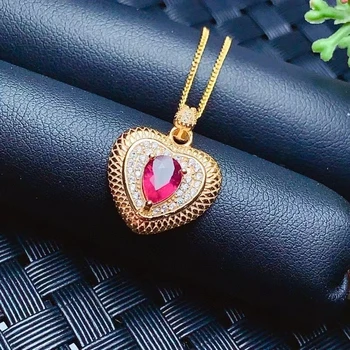 KJJEAXCMY smalkas rotaslietas 925 sterling sudraba inkrustēts Dabas ruby Sievietēm eleganto jauki sirds Ķīniešu stila pērle, kulons, kaklarota, sup