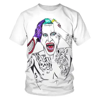 Klauns white Joker 3D Iespiests T Krekls Vīriešiem Joker Sejas Gadījuma Vīriešu t Klauns Īsām Piedurknēm Smieklīgi, T Krekli Forši t-veida Topi