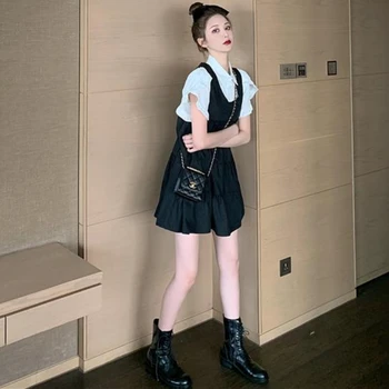 Kleita Komplekti Sievietēm Cietā Koledžas Salds Streetwear Vintage Mini Savukārt Apkakle Retro Krokas Sieviešu Harajuku Vienkāršs, Elegants, Klasisks