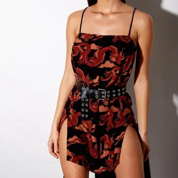 Kleita Sievietēm Pūķis Drukas Formu Sexy Backless Sadalīt Hem Kleita Puse Sieviešu Apģērbu 2021 платье
