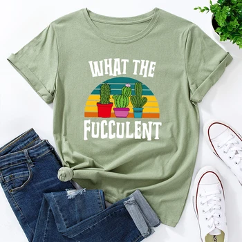 Ko Fucculent T-Krekls Gudrs Kaktuss Grafiskais Vegāns Tee Top Smieklīgi Sieviešu Īsām Piedurknēm Dārza Augiem T Kawaii Drēbes
