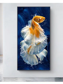 Koi Zivju Feng Shui Karpas Dimanta Glezna Krustdūrienā Dimanta Izšuvumi Pilnu Kvadrātveida, Apaļas Rhinestone krāsošana biroja dekoru, dāvanu