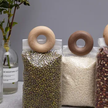 Koka Donut Apdares Mapi Mājās, Pārtikas Glabāšanas Virtuves Gredzeni DIY Uzkodu Soma Portatīvo Dabas Skava Blīvējuma Klipu Pusei #6