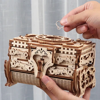 Koka Modelis Komplekti 3D Puzzle Mehāniskās Puzzles Music Box Rotaļlietas Pusaudžiem un Pieaugušajiem