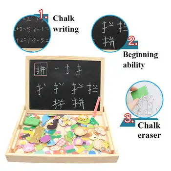 Koka Montessori Izglītības Magnētisko Atjautības Spēles Rotaļlietas Dāvanu 100gab Bērnu Magnētisko Dzīvnieku Mīklas Cirka Zīmēšanas Aizņemts Valde