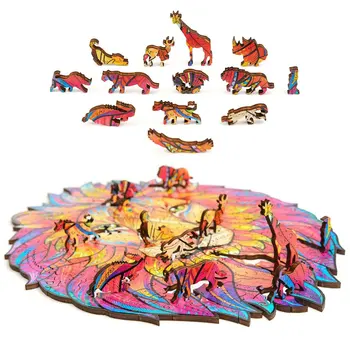 Koka Puzle Noslēpumaina Lauva Puzzle Rotaļlieta Katrs Gabals Ir Karikatūra Dzīvnieku Formas Pieaugušajiem Bērniem Izglītības Dzimšanas Dienas Dāvanas, Rotaļlietas