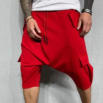 Kokvilnas Harēma Bikses Vīriešu Cietā Elastīgs Viduklis Streetwear Ir 2021. Jaunu Regulējama Micro-elastīga, Mīksta Zemu Kājstarpes Bikses Gadījuma Bikses