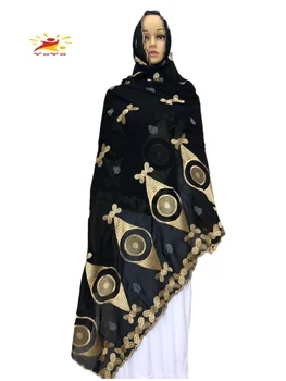 Kokvilnas Šalle Āfrikas Sievietēm, Dubaija Modes Musulmaņu Sieviešu Izšuvumi Hijab Šalle Lakatu HB091