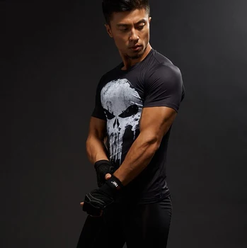 Kompresijas Skriešanas krekls Vīriešiem 3D Drukāšanas Īsām Piedurknēm Sporta Acitve Valkāt Vīriešu Sporta Apģērba Piemērotību Kultūrisms Laiks Topi