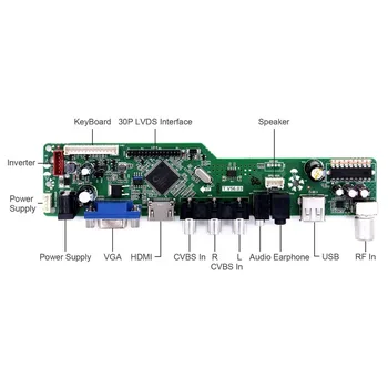 Kontrolieris Valdes Komplekts LTN156AT24-P01 / LTN156AT24-P02 TV+HDMI+VGA+AV+USB LCD LED ekrānu Vadītāja Valdes