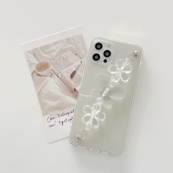 Korejas Crystal Butterfly Frēzēšana Ķēdes Tālrunis Lietā Par iPhone 12 ProMax XR XS Max 7 8 Plus 12Pro SE2020 Mīksto TPU Tālruņa Aizmugurējo Vāciņu