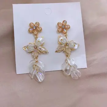 Korejas Elegants, Krāsains Crystal Butterfly Piliens Auskari Sievietēm, Meitenēm Svētku Pušķis Ilgi Pendientes Puse Rotaslietas
