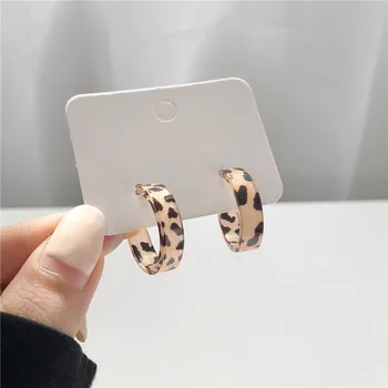 Korejas Leopards Drukāt Auskari Sievietēm Ģeometriskā Sveķu Stud Auskars Modes Rotaslietas Kārta Earing Temperaments Piederumi, Dāvanu