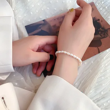 Korejas Modes Rokas Ķēdes Dabīgā Akmens White Pearl Rokassprādzi Sievieti Luksusa Rotaslietas Ir 2021. Eleganti Aksesuāri, Kāzu Dāvanas