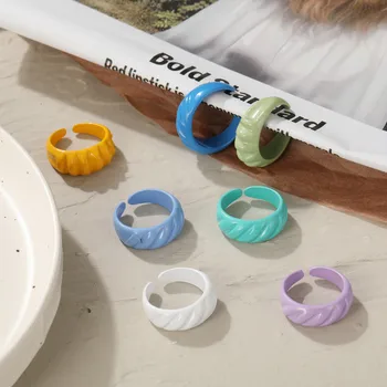 Korejas Tendence Konfektes Krāsu Atvērt Gredzena Spirālveida Modelis Akrila Pirkstu Gredzens Sievietēm Meitene Modes Rotaslietas, Aksesuāri, Dāvanas
