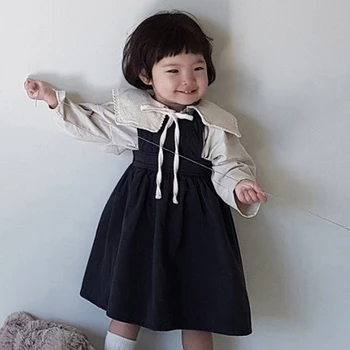 Korejiešu Stilā Pavasara Rudens Jaundzimušais Meitenes Princese Kleita Kokvilnas Bērni Puse Kleitas Ikdienas Modes Apģērbs Bērniem