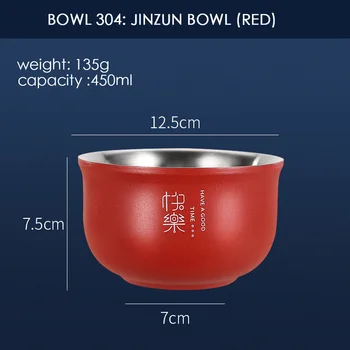 Krāsa 304 nerūsējošā tērauda bļoda double anti-plaucēšana pārtikas konteiners korejas rīsi salātu bļodā instant ramen nūdeles zupas bļoda metāla